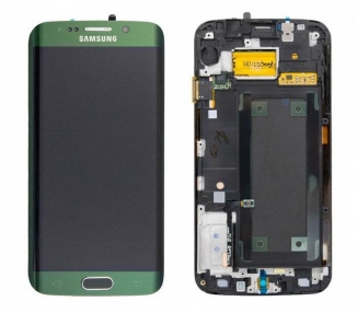 Display For Samsung Galaxy S6 Edge, Color Green, With Frame, Original Amoled Samsung - 2