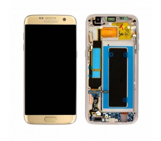 Kit Reparación Pantalla Original Para Samsung Galaxy S7 Edge, Marco, Dorada