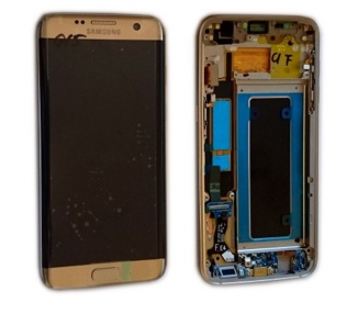 Kit Reparación Pantalla Original Para Samsung Galaxy S7 Edge, Marco, Dorada