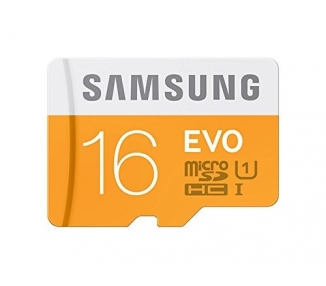 Samsung 16 GB Evo MicroSDHC UHS-I Grade 1 Class 10 Memory Card with SD Adapter (Standard Packaging) - Orange/White