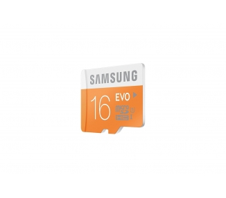 Samsung 16 GB Evo MicroSDHC UHS-I Grade 1 Class 10 Memory Card with SD Adapter (Standard Packaging) - Orange/White
