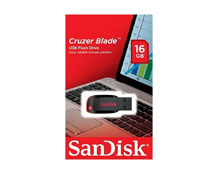 SanDisk SDCZ50-016G-B35 16 GB Cruzer Blade USB 2.0 Flash Drive - Black ( Standard Packaging )