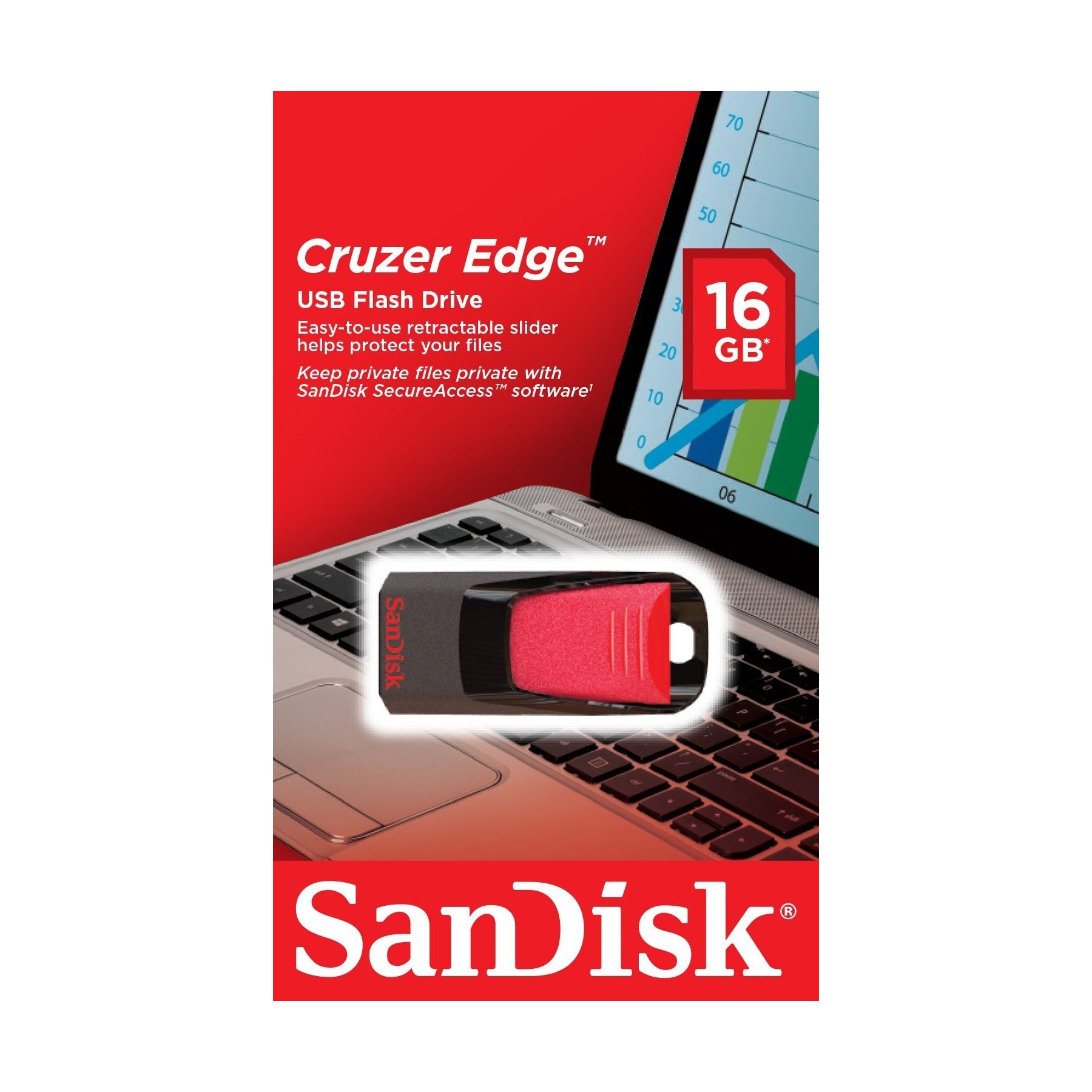 Memoria USB Sandisk Sdcz51-016G-B35 2.0 De 16Gb Negro Y Rojo