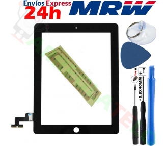 Touch Screen for iPad 2 with Button Home & Adhesive Black ARREGLATELO - 1