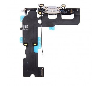 Flex Carga Conector Audio Microfono Y Antena Coaxial iPhone 7 Plus Blanco
