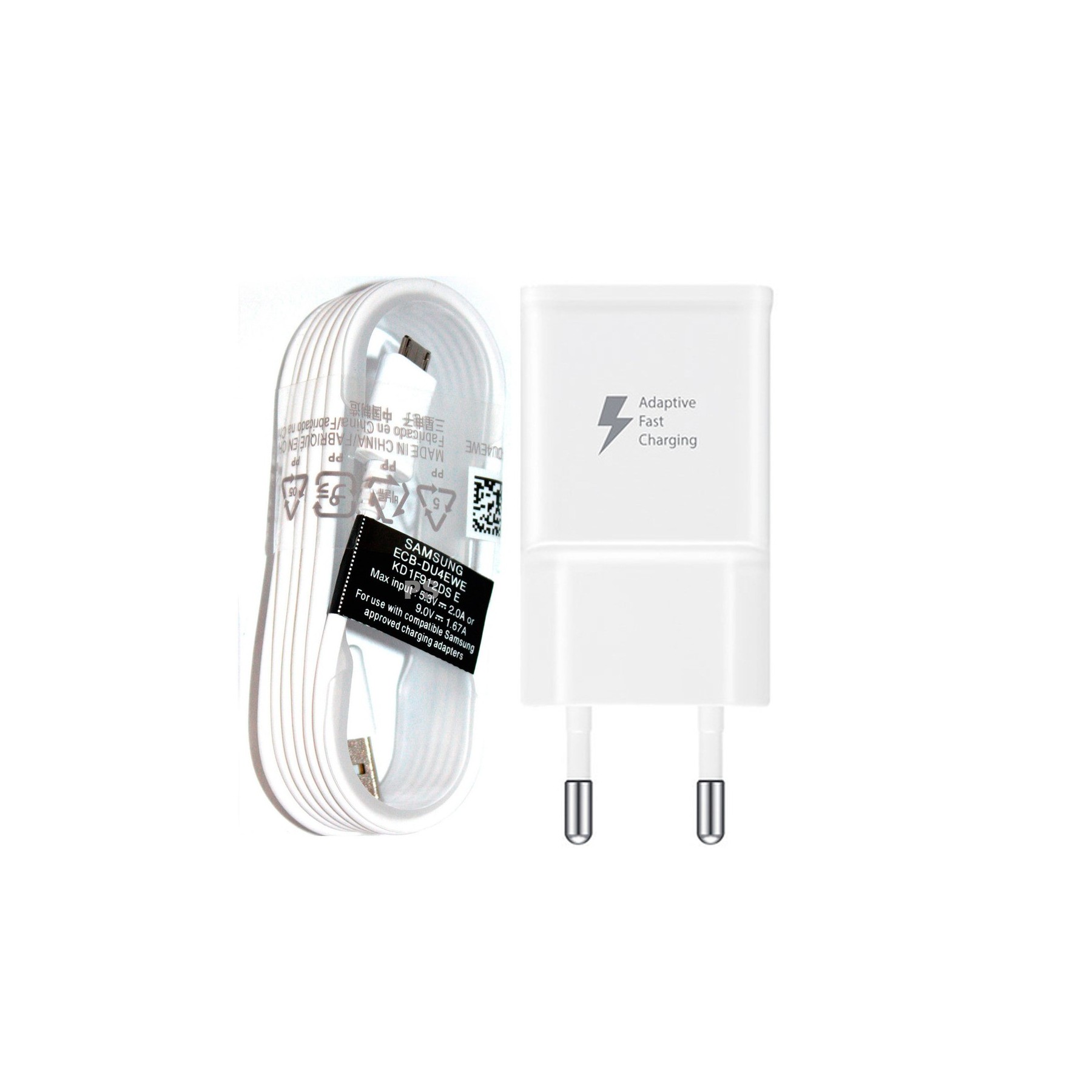Samsung EP-TA20EWE Fast Charger + Micro USB Cable - Color White