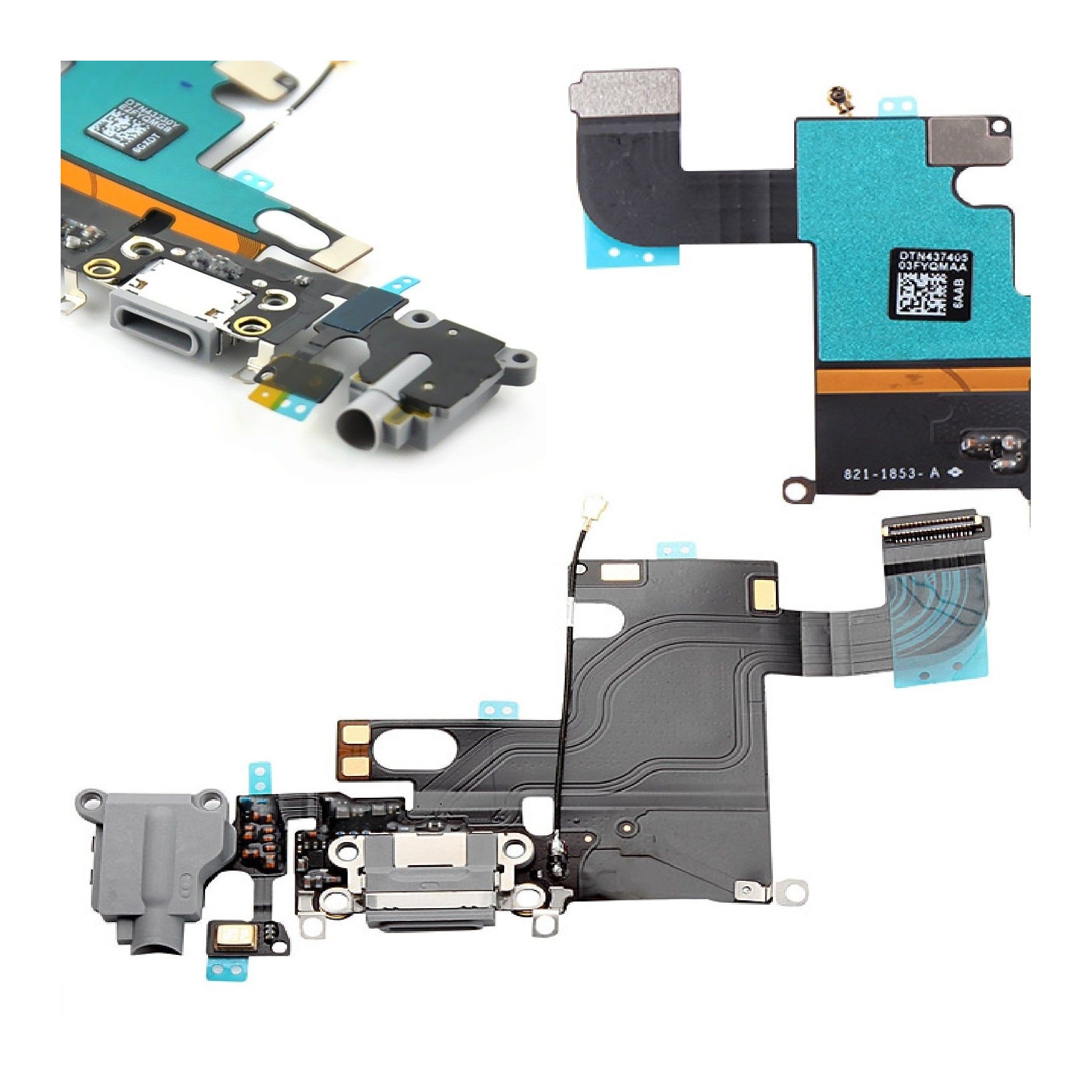 Flex Conector Carga & Microfono Con Antena Para iPhone 6 Gris