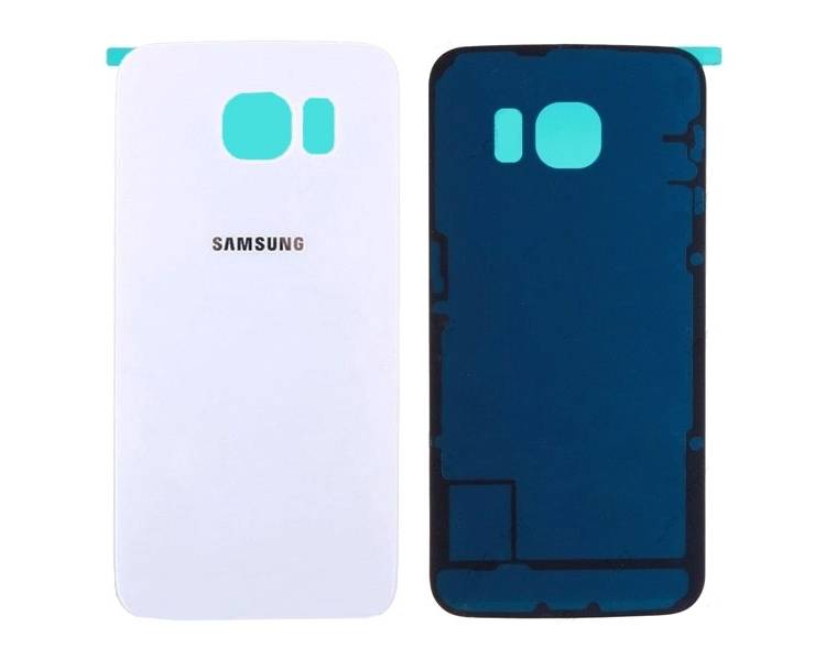 Tapa Trasera Compatible de Cristal para Samsung Galaxy S6 Edge G925F Blanca