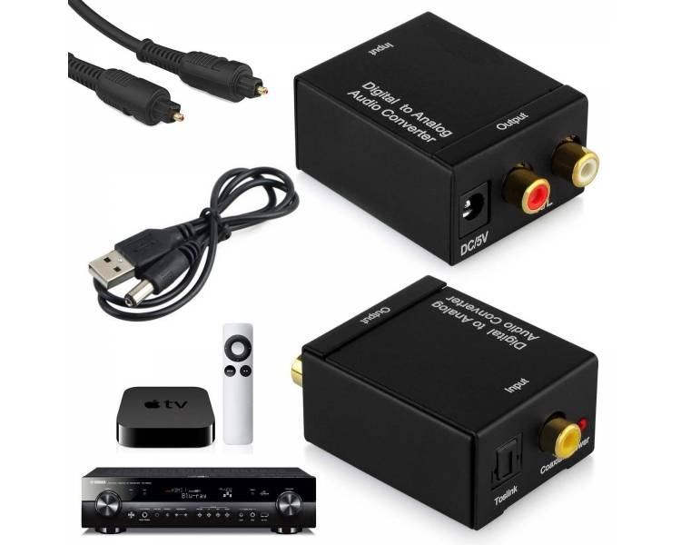 Conversor Audio Digital Negro + Cable Usb + Cable Optico
