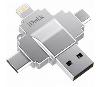 Memoria USB Pen Drive Idisk 32Gb Tipo C, Micro Usb, Lightning Flash Disk