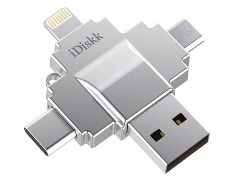 Pendrive USB iDisk 32GB Tipo C, Micro USB, Lightning Flash Disk