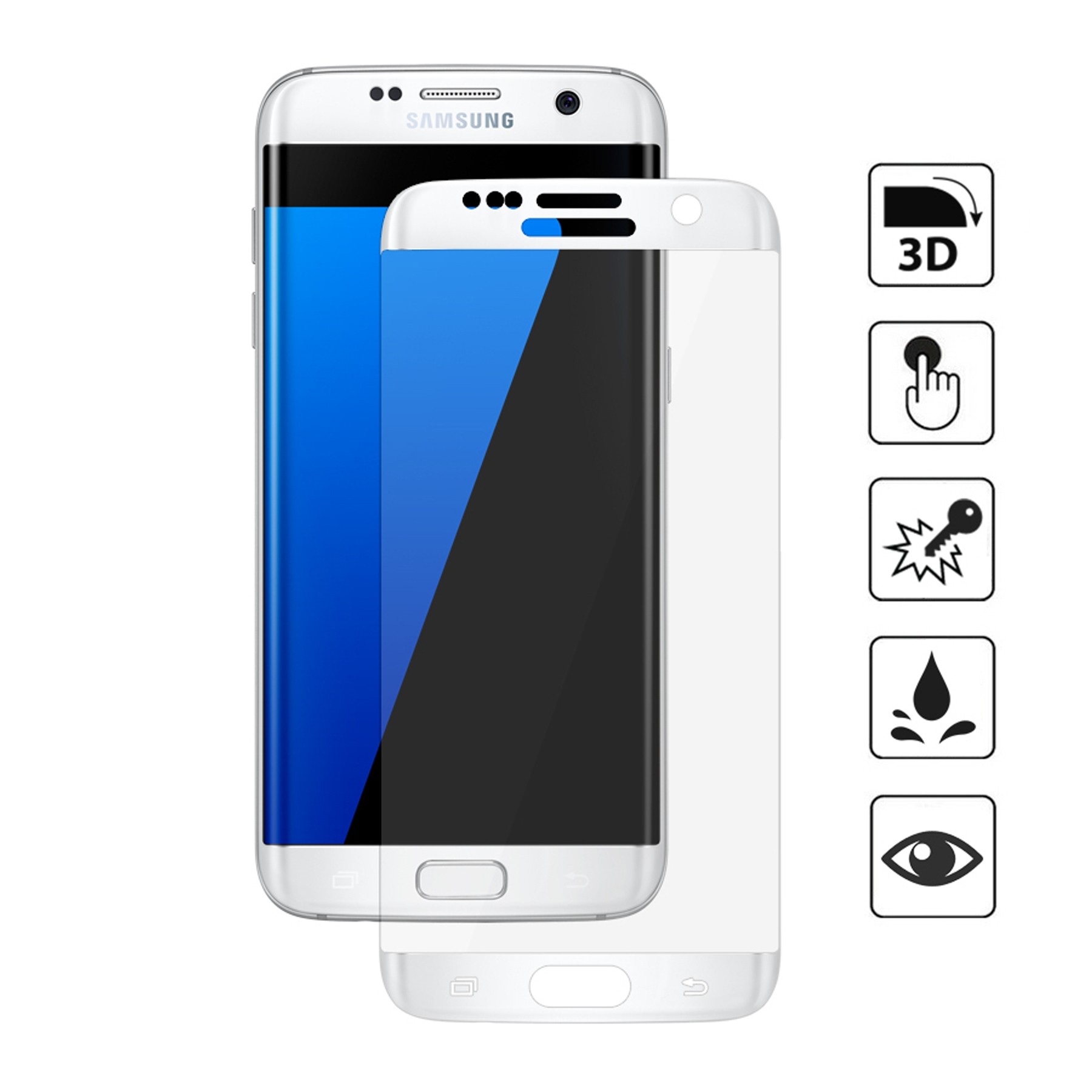 Screen Protector | Tempered Glass for Samsung Galaxy S7 Edge | Color White