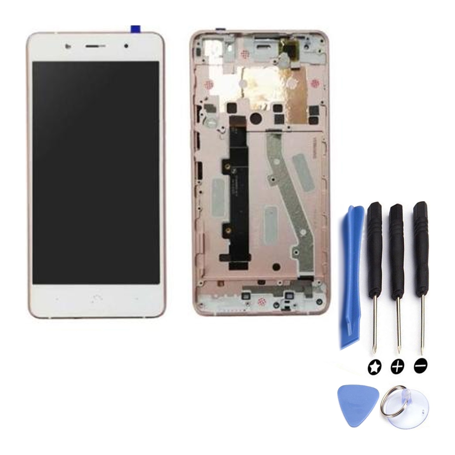 Kit Reparación Pantalla para Bq Aquaris X5 Blanca Con Marco Rosa