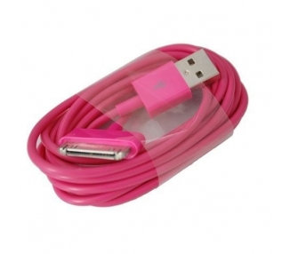 Cable de carga y datos compatible para iPhone 4 & 4S Fuxia