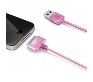 Cable de carga y datos compatible para iPhone 4 & 4S Rosa