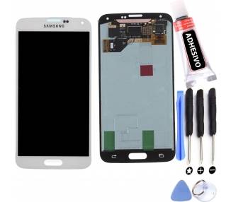 Kit Reparación Pantalla Original Para Samsung Galaxy S5 G900F, AMOLED, Blanca