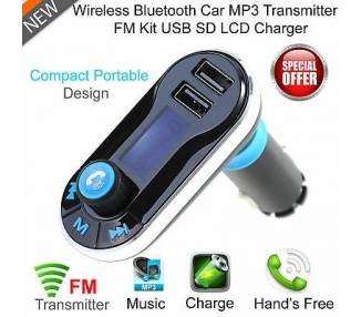 Transmisor Fm Cargador Usb Reproductor Mp3 Manos Libres Bluetooth Para Coche
