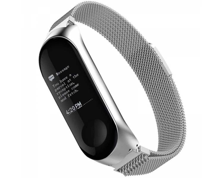 Watch Strap Adjustable Stainless Steel Bracelet for Xiaomi MI Band 3 Silver