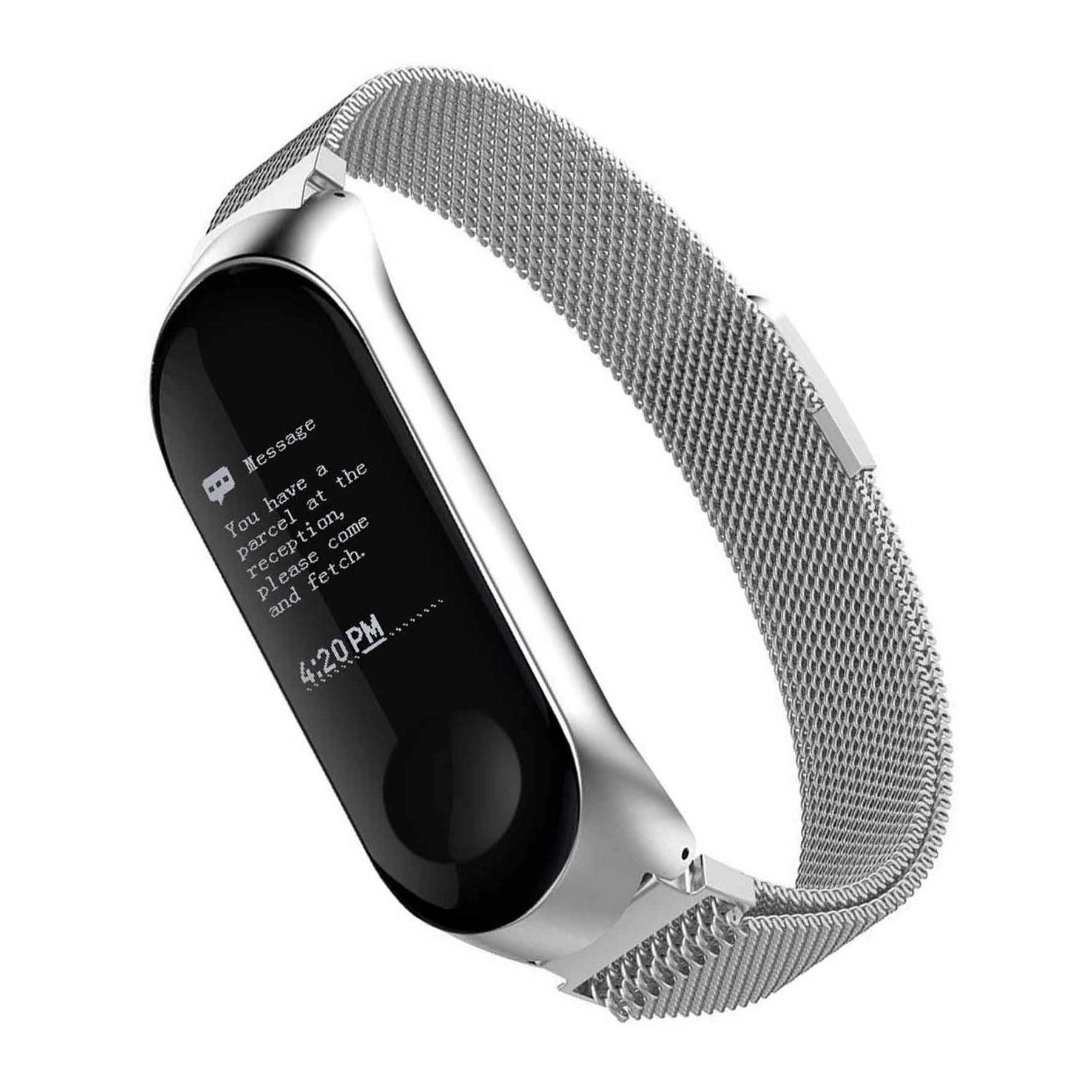 Watch Strap Adjustable Stainless Steel Bracelet for Xiaomi MI Band 3 Silver