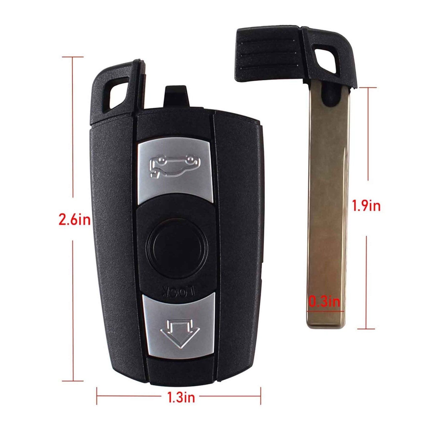 Carcasa Mando Llave - Bmw - 1 3 5 6 7 Serie E90 E92 E93 X3 X5 3 Botones Key Fob