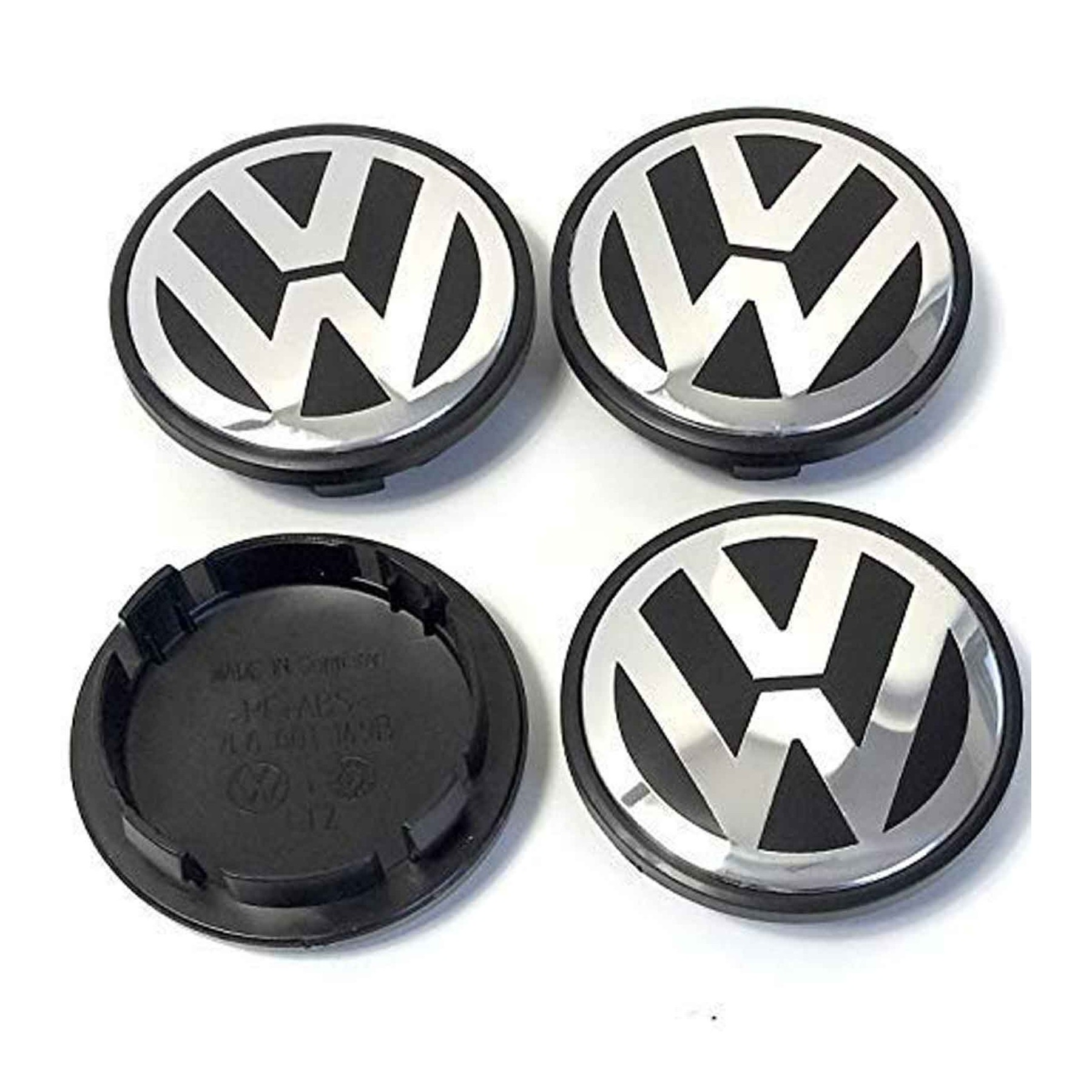 4 X VOLKSWAGEN WHEEL RIM COVERS VW POLO GOLF PASSAT CADDY 65 MM LOGO