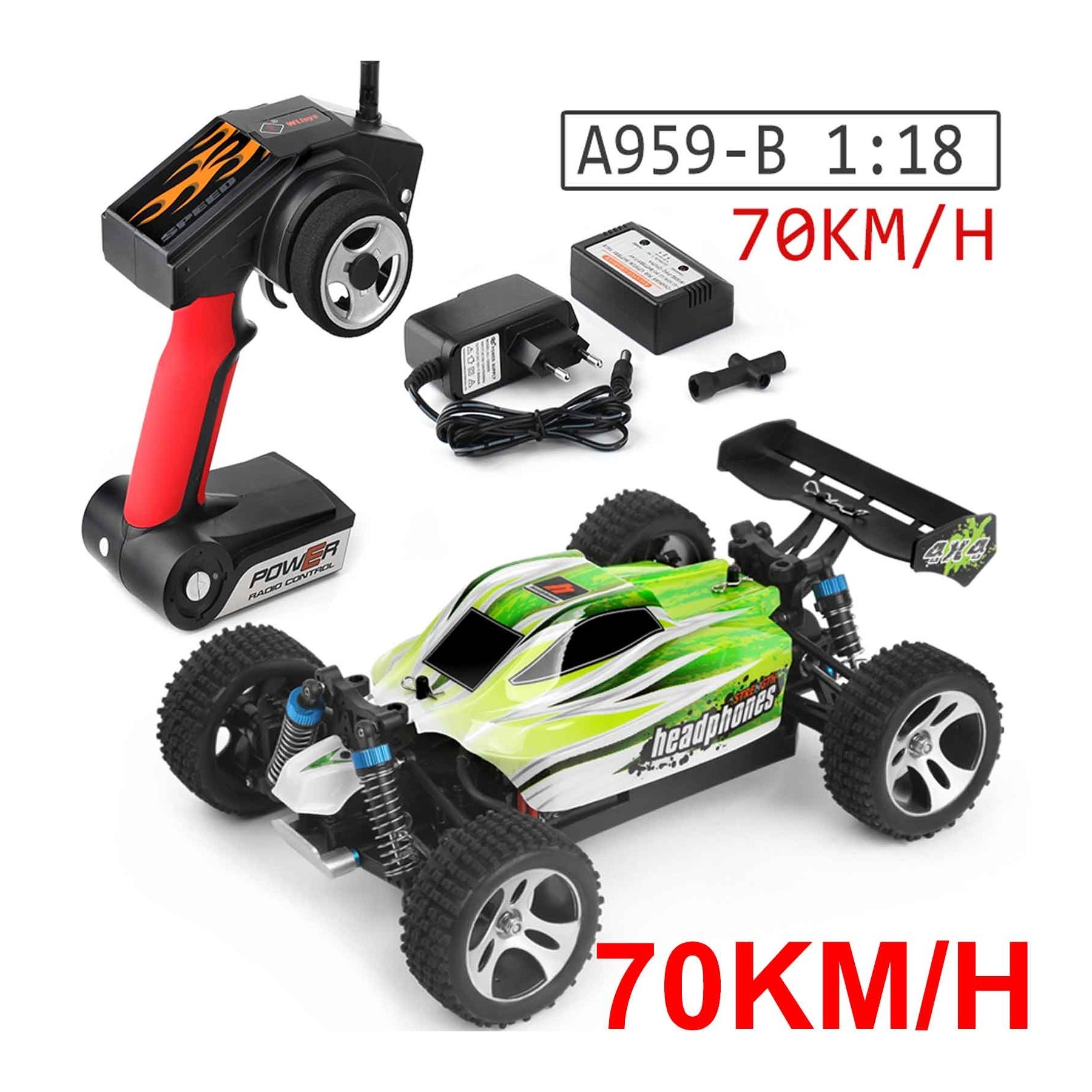 Wltoys A959-B 2.4G 1/18 4Wd 70Km/H Eléctrico Rtr Off Road Buggy Rc Coche R4H0