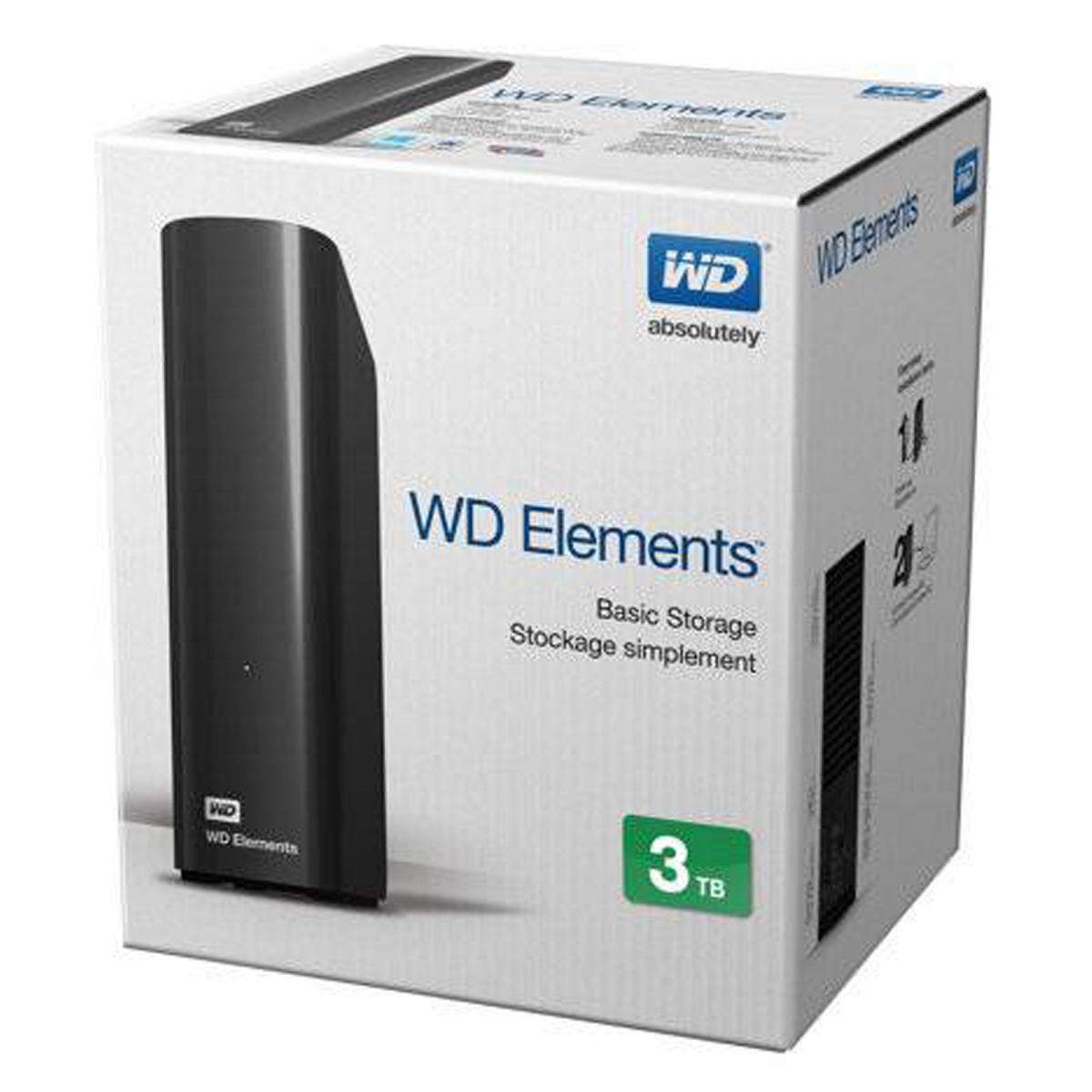 ✓ WD Elements - Disco duro externo de sobremesa de 3 TB