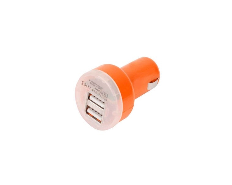Car Charger - Double USB ports - Color Orange