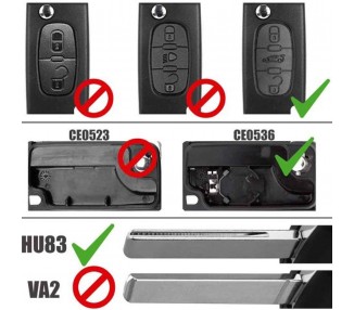 Mando Llave Funda Carcasa Ce0536 Hu83 De 2 Botones Para Citroen C2 C3 C4 C5 C6