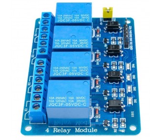 MODULO RELE 5V 10A DE 4 CANALES PARA ARDUINO ARM PIC AVR DSP RELAY RASPBERRY PI