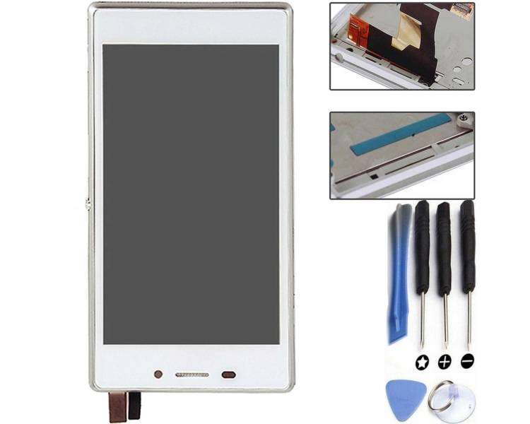 Display For Sony Xperia M2, Color White, With Frame ARREGLATELO - 1