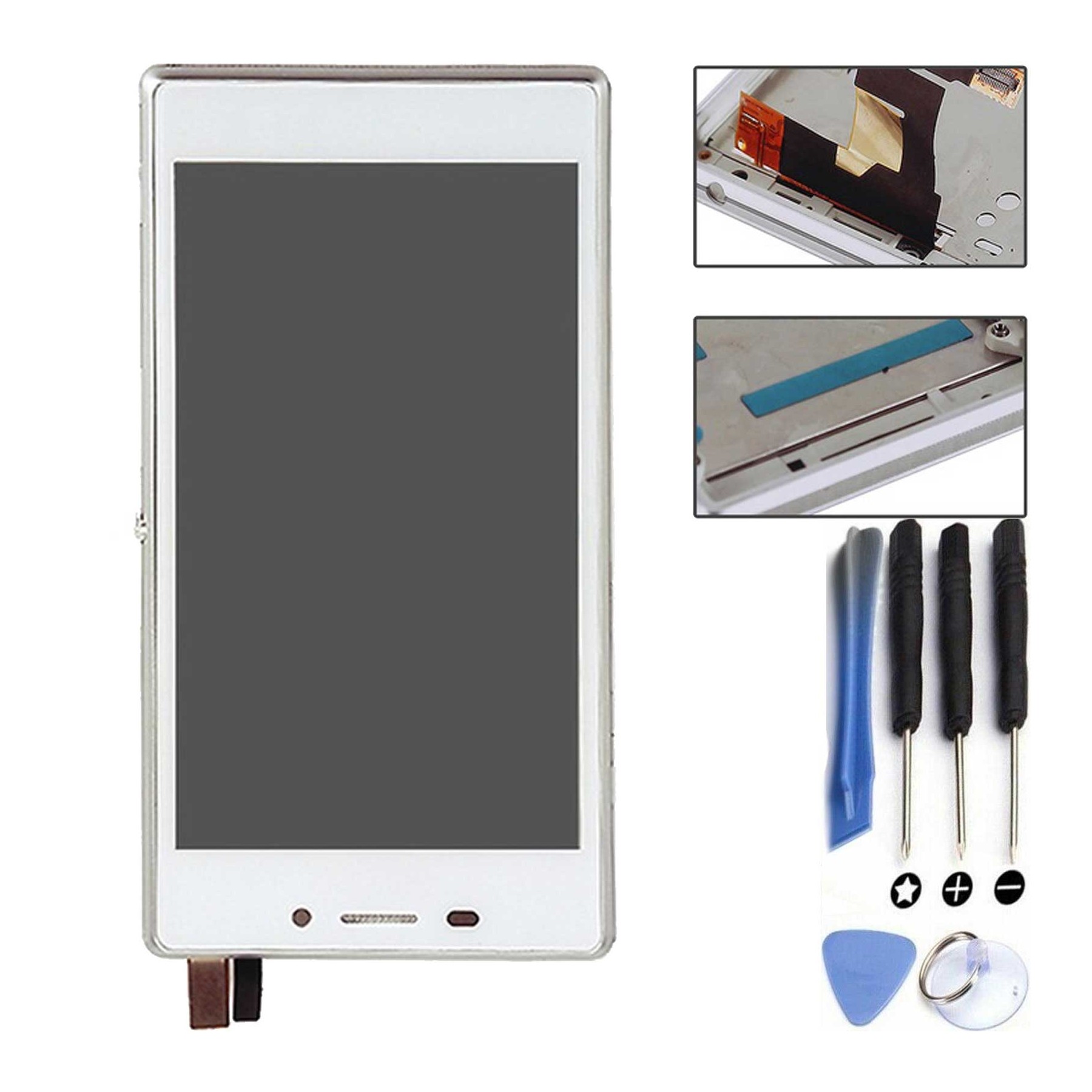 Display For Sony Xperia M2, Color White, With Frame