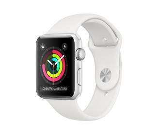 Apple Watch (Series 3) 38 - Edelstahl Silber - Armband Sportarmband Weiß