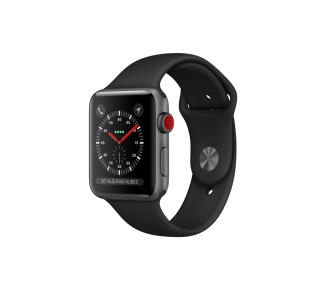 Apple Watch (Series 3) 42 - Acier inoxydable Noir - Bracelet Sport Noir