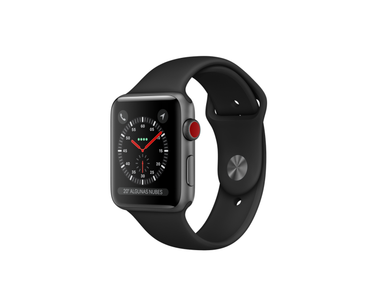 Apple Watch (Series 3) 42 - Acier inoxydable Noir - Bracelet Sport Noir