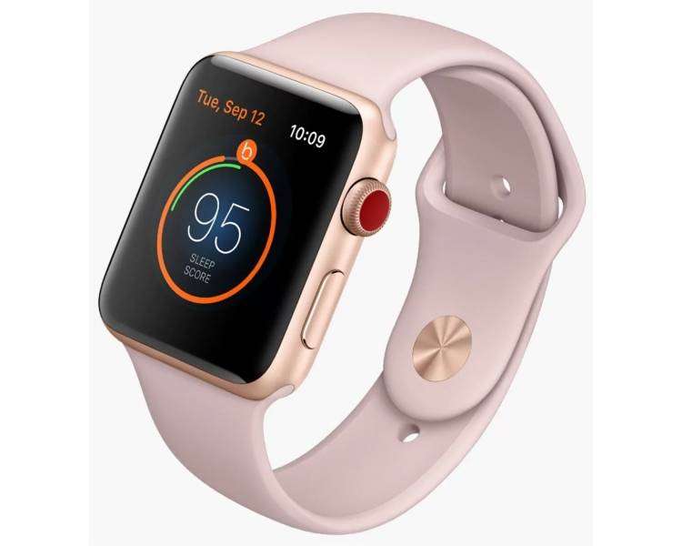 Apple Watch (Series 3) 38 - Aluminium or - Bracelet Sport Rose des sables