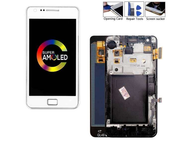 Plein écran avec cadre pour Samsung Galaxy S2 i9100 Blanc Blanc ARREGLATELO - 1