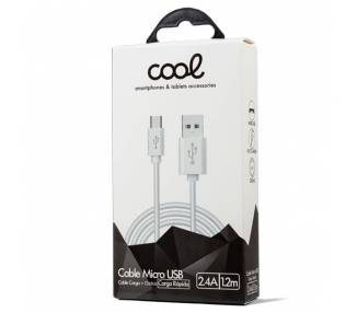 Cable USB Compatible COOL Universal (Micro-Usb) 1.2 metros Blanco 2.4 Amp