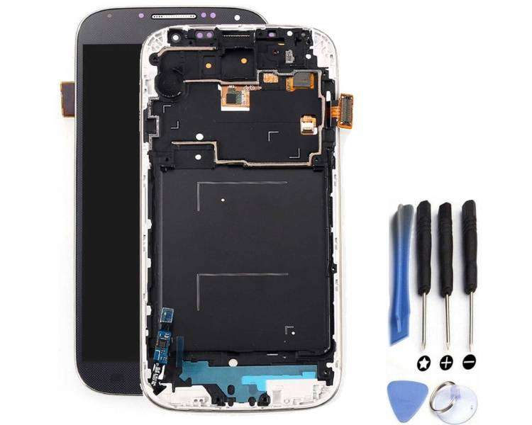 Kit Reparación Pantalla Para Samsung Galaxy S4 I9506 Con Marco Azul, AMOLED