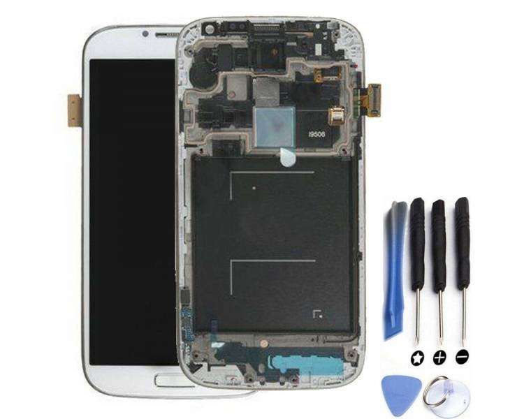 Kit Reparación Pantalla para Samsung Galaxy S4 SIV I9506, Marco, Blanco, AMOLED
