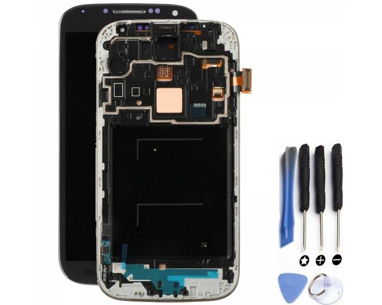Kit Reparación Pantalla Para Samsung Galaxy S4 Siv I9515, Marco Negro, AMOLED