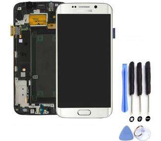 Kit Reparación Pantalla Original Para Samsung Galaxy S6 Edge G925F, Marco Blanco