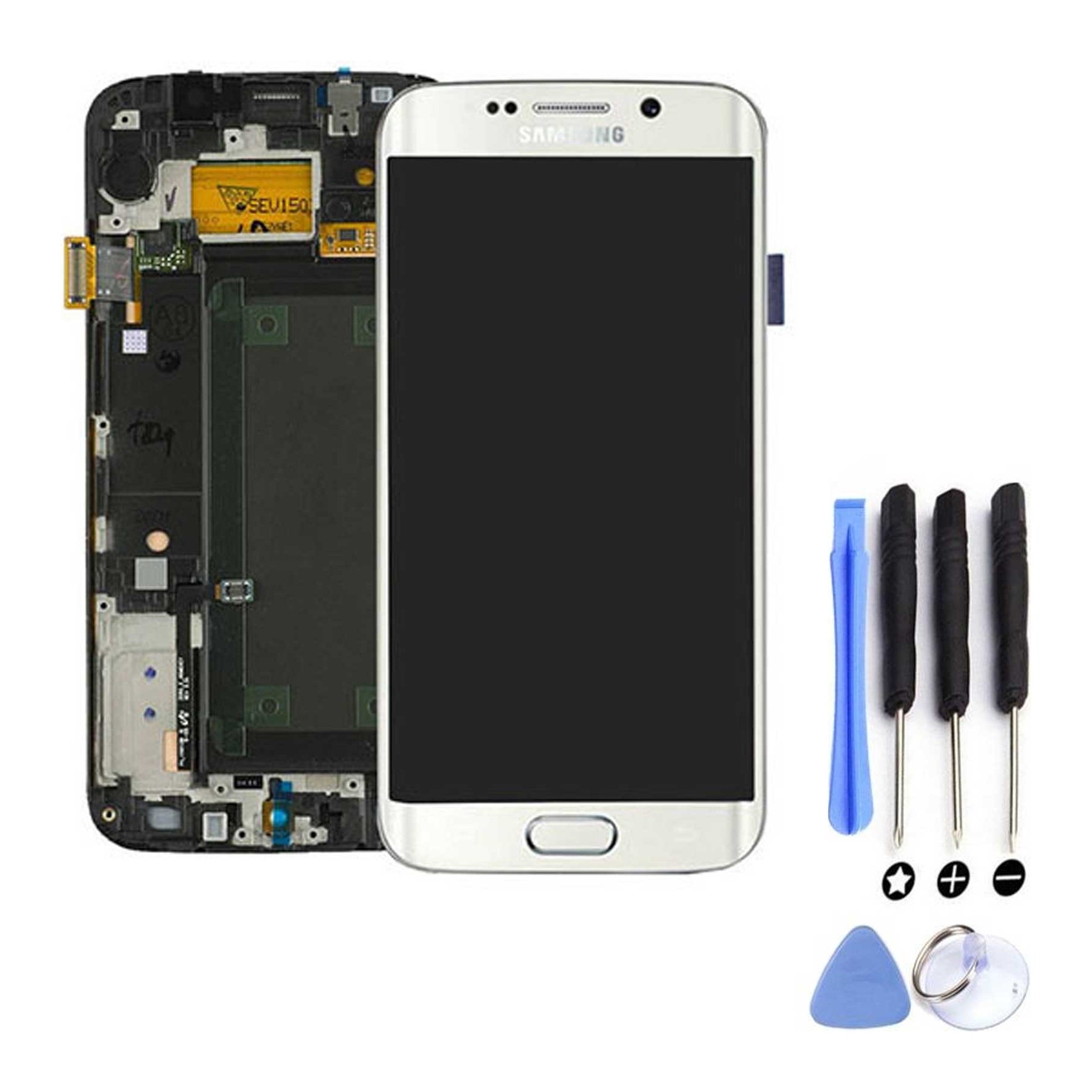Kit Reparación Pantalla Original Para Samsung Galaxy S6 Edge G925F, Marco Blanco