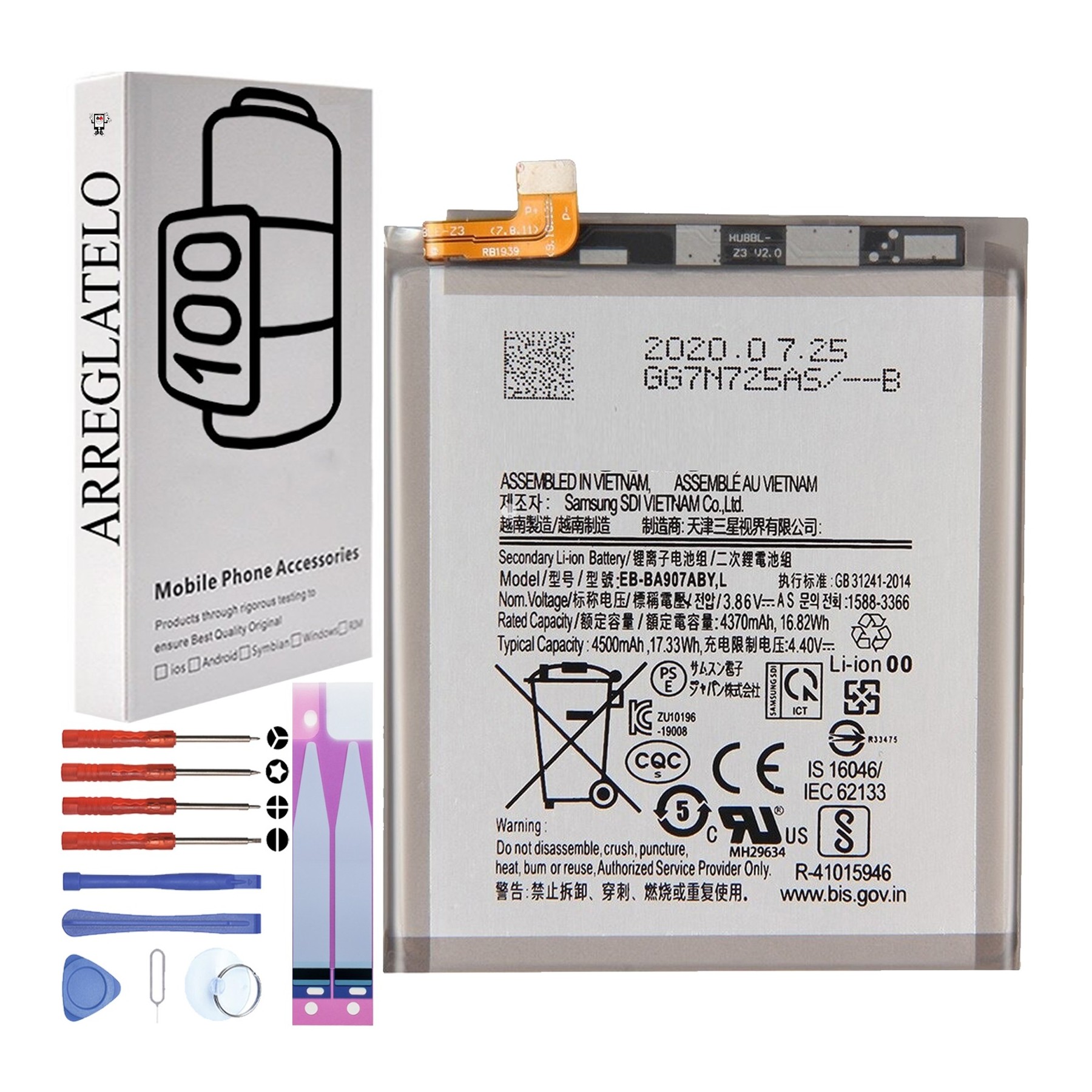 Bateria para Samsung Galaxy S10 Lite, SM-G770F, MPN Original: EB-BA907ABY
