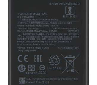 Bateria para Xiaomi Redmi Note 9 Pro, Pro Max, MPN Original: BN53