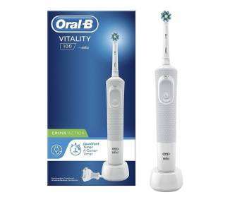 Cepillo dental braun oral-b vitality d100 crossaction white  - filamentos inclinados a 16º - limpieza 2d oscila y rota -