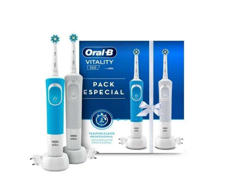 Cepillo dental braun oral-b vitality 100 pack especial/ pack 2 uds