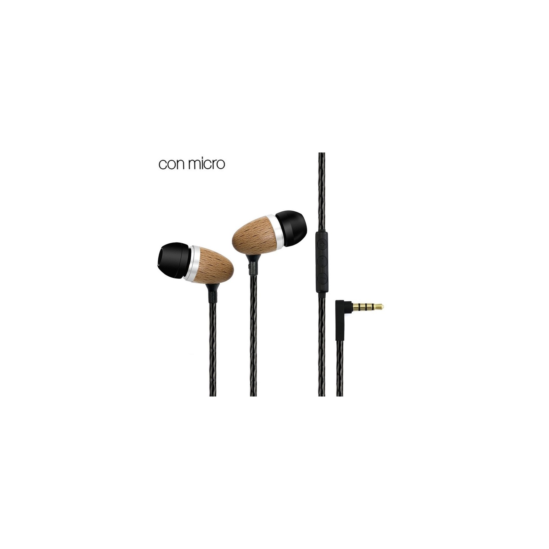 Auriculares 3,5 mm Stereo Con Micro COOL Madera Natural