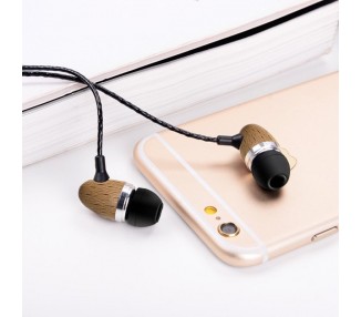 Auriculares 3,5 mm Stereo Con Micro COOL Madera Natural