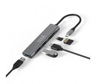 Hub Tipo-C Universal COOL 5 en 1 Aluminio (3 x USB 3.0 + SD + Micro SD)